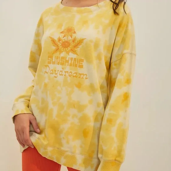 Anthropologie Sun Keep Sunshine Daydream Sweatshirt Yellow Dye Size Small - Picture 4 of 6